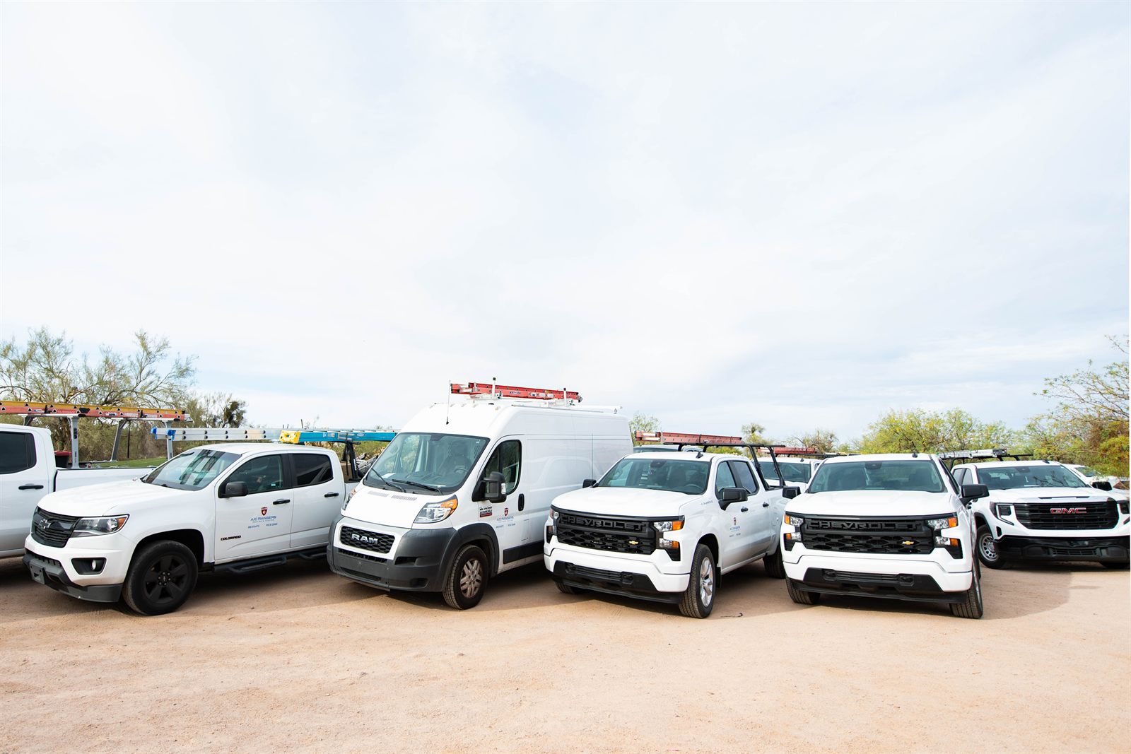 A/C Rangers service trucks and vans at the Superstition Mountains