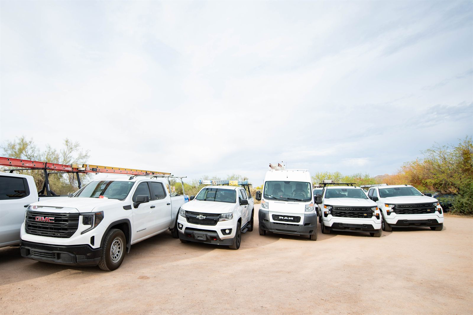 A/C Rangers service trucks and vans lined up